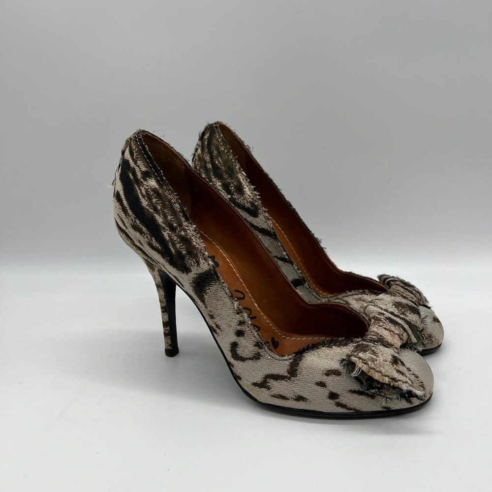 Lanvin Bow Women's Leopard Print Canvas Pumps